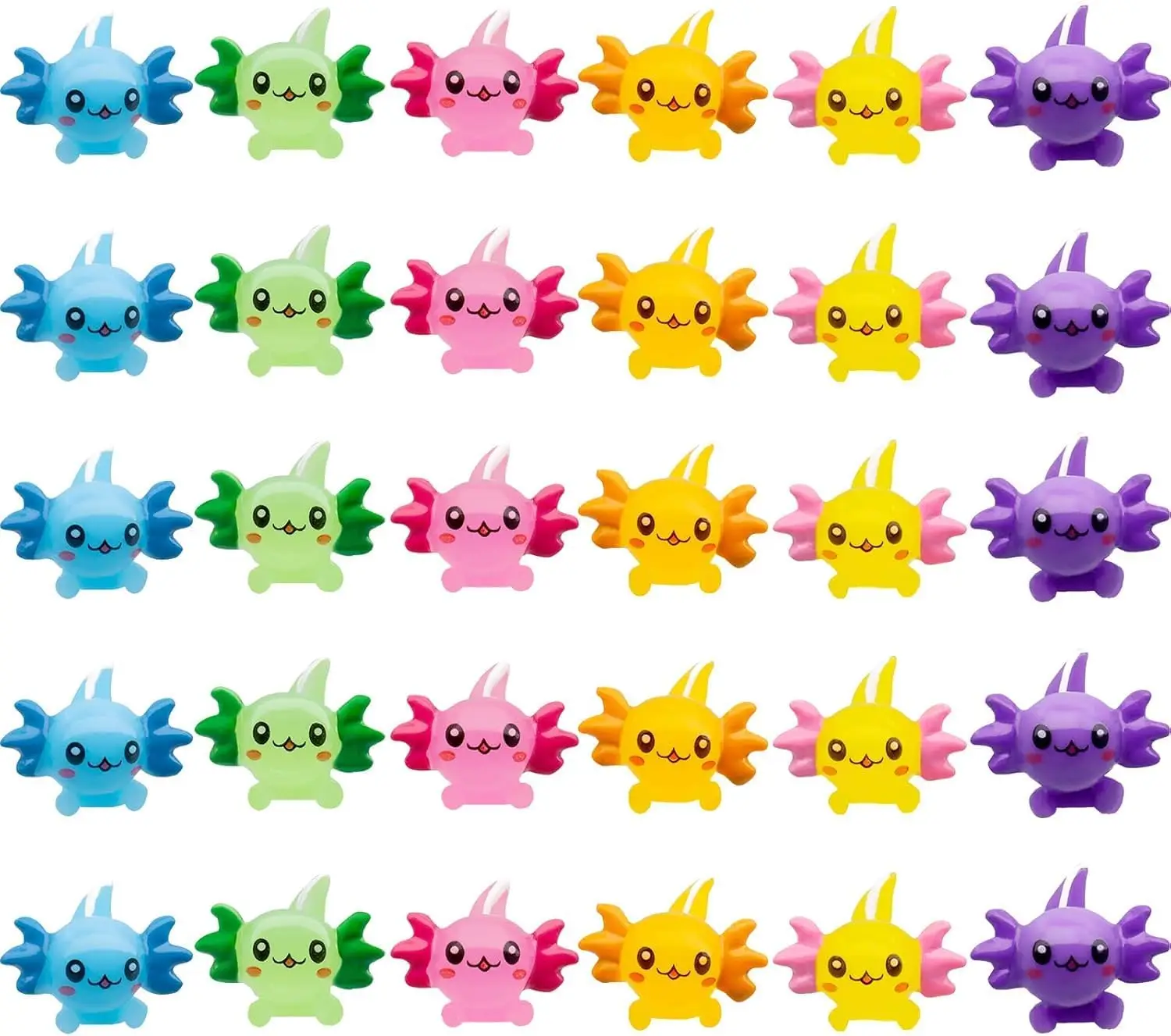 30PCS Mini Axolotl Colorful Mini Resin Axolotl Figurines Miniature Animal Figurines Ornament Charms Cute Cake Topper