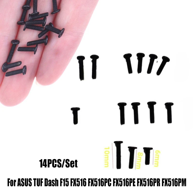 

14Pcs/SET Metal For ASUS TUF Dash F15 FX516 FX516PC FX516PE FX516PR FX516PM Laptop Lower Bottom Base Cover Case Screws