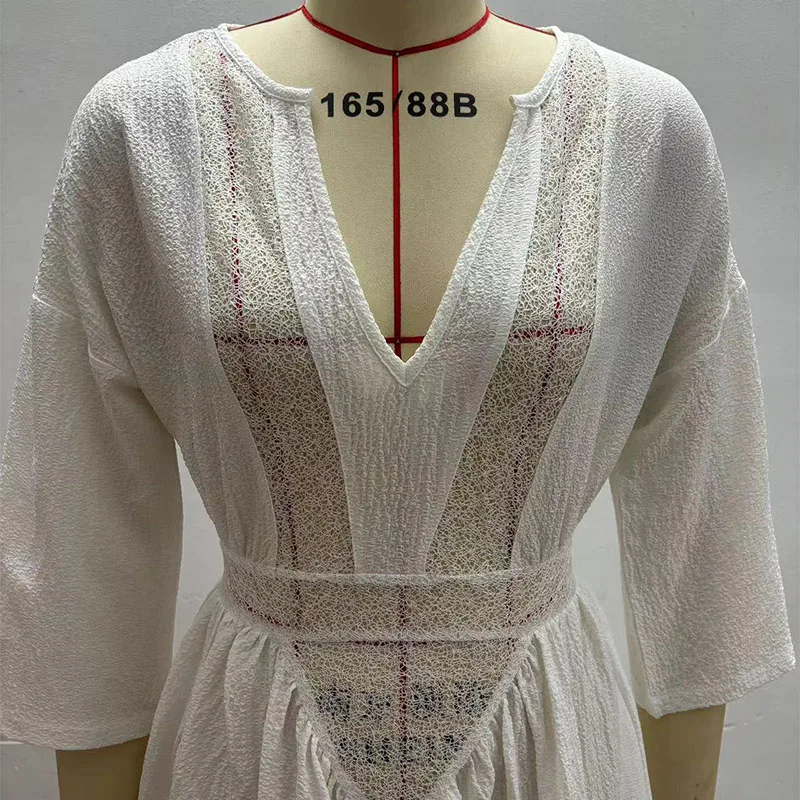 Sexy Boho Women's Summer Long Dress Female Elegant Beach Sundress Holiday Long Sleeve Lace Casual Loose Dresses Vestidos Платье