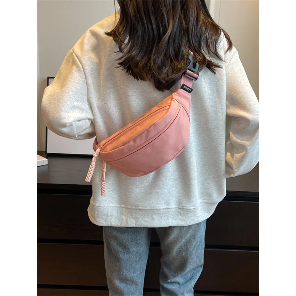 Feminino leve estudante casual estilo esportivo crossbody saco de cintura móvel saco de peito masculino à prova dwaterproof água pequena bolsa de