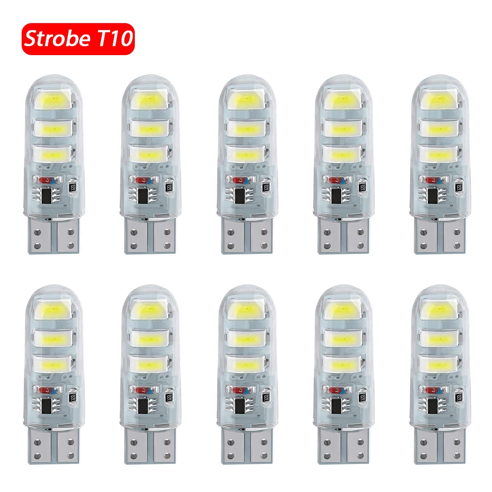 20pcs LED Strobe T10 W5W Car Light Side Parking Flashing Indicator Signal Lamp Canbus Auto Stroboscopic Width Clearance Bulb 12V