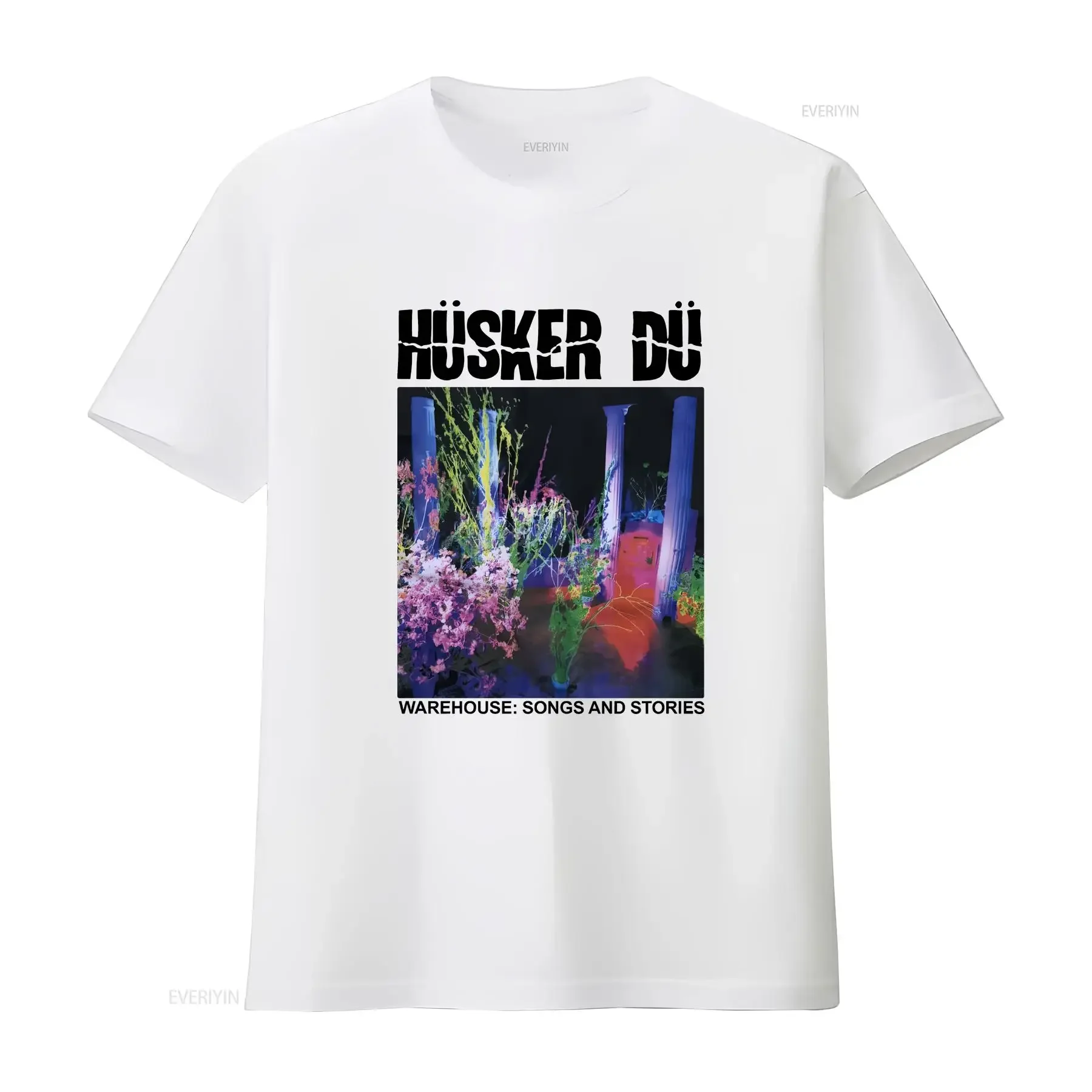 Husker Du Warehouse Songs and Stories White T Shirt S 5XL VN2145 vintage Washed Breathable Casual fashion Unisex Slightly