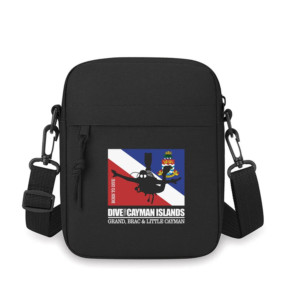 

Diver silhouette over Cayman flag. Men Crossbody Bag Single Shoulder Women Cartoon Anime Film Printing Design Unisex