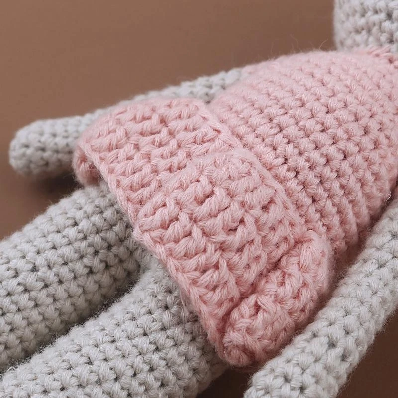 

85AE for Creative Handmade Knitted Rabbit for Doll Animal Stuffed Plush Toy Baby Soothing Sleeping Plush Toy Gifts for Kids