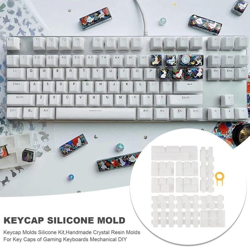 

Keycap Molds Silicone Kit,Handmade Crystal Resin Molds For Key Caps Of Gaming Keyboards Mechanical DIY With Key Puller