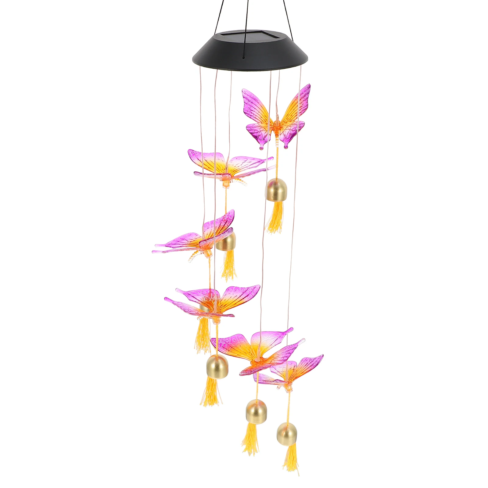 

Solar Wind Chime Light Hanging Decor Butterfly Bell Garden Patio Ornament Energy Saving Safe Plastic Brass Home Decor