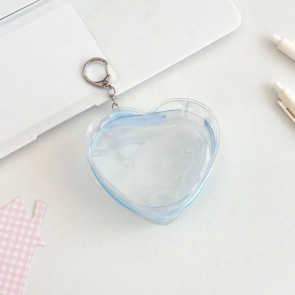 Bag Charm Transparent Storage Bags PVC Material Kaychain Protector Case Colorful Love Heart Display Bag Backpack Pendant