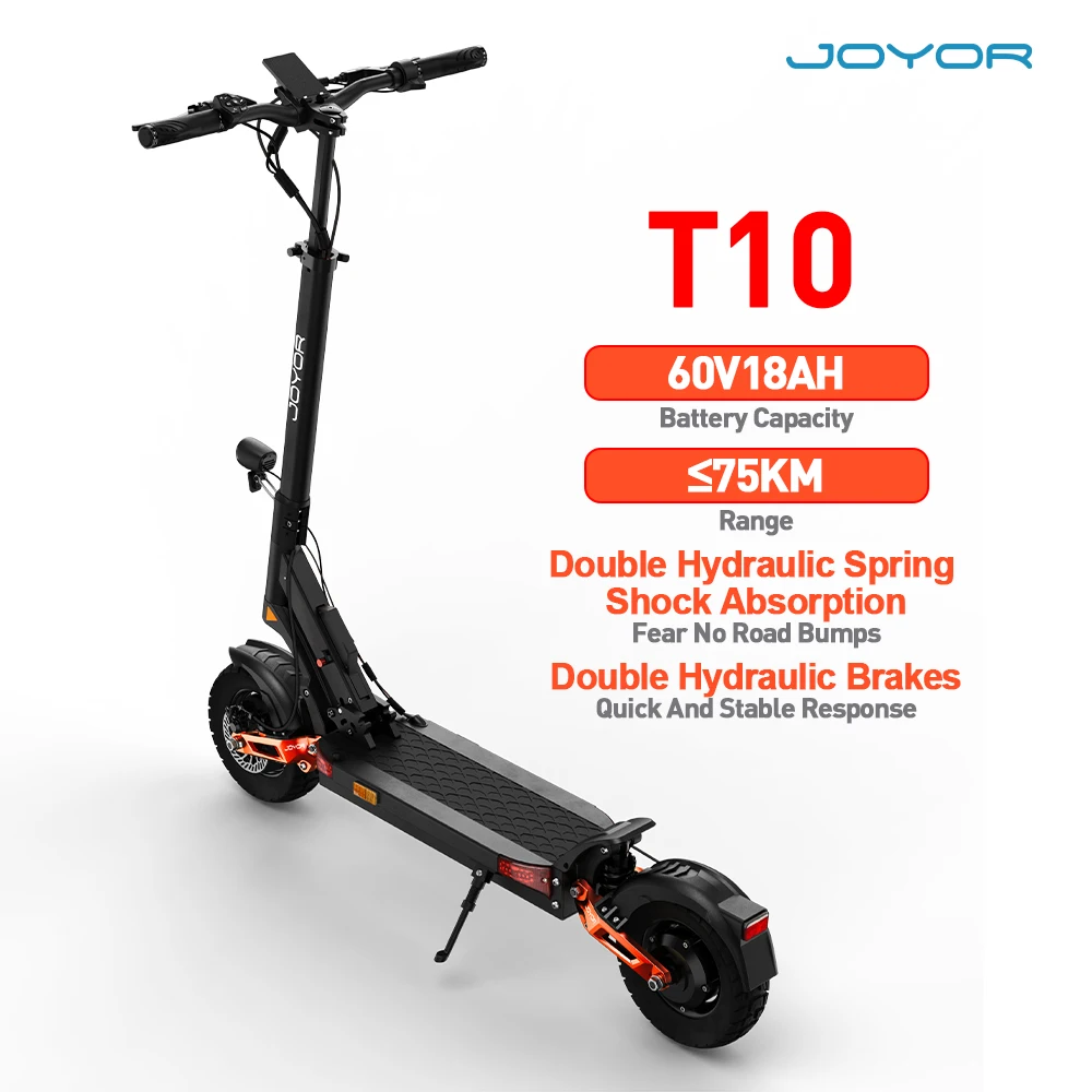 Image of JOYOR T10 Erwachsenen-E-Scooter mit Doppelmotor, 60V18AH Akku, Geländereifen, Faltbarer E-Scooter für Offroad-Abenteuer
