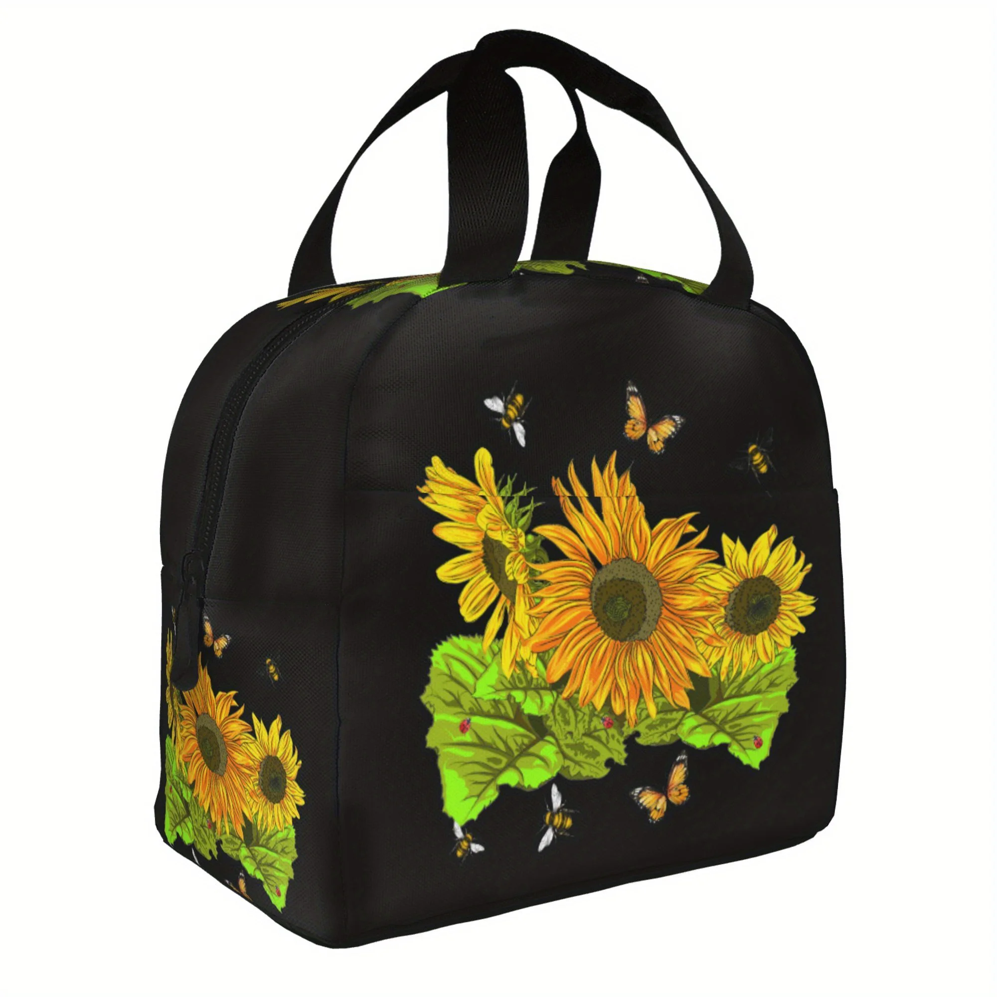 Sunflower Butterfly Bee Insulated Lunch Bag Reusable Picnic Cooler Tote Portable