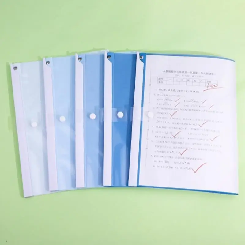5Pcs Clear File Sleeve Test Paper Organizers Document Folder with Long Clamp