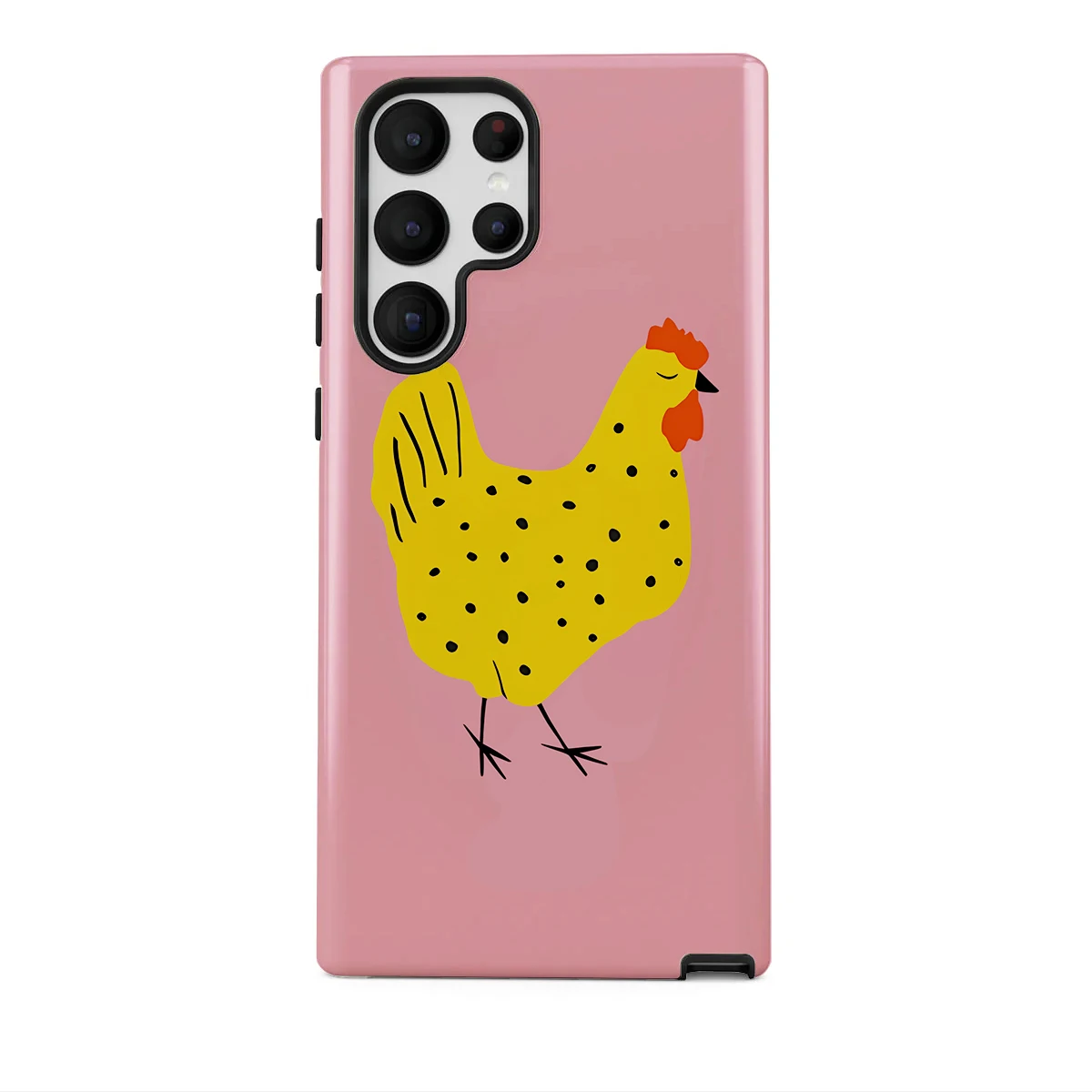 Phone Case for Samsung S25 S24 S23 S22 A55 A54 A16 Ultra PRO Plus FE 5G Pink Mother Hen Hard Acrylic Shockproof Cover Funda