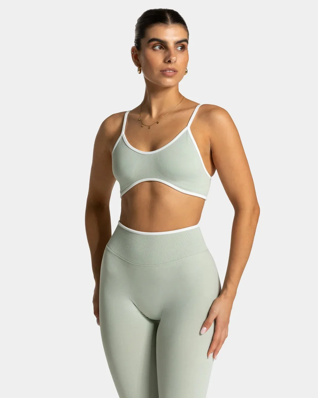 Nahtloser Damen-Sport-BH mit Farbblockdesign, Outdoor-Fitness-Kurztop, sexy rückenfreier Strick-BH mit Brustpolster und Trägern für den Sommer – Detail 14