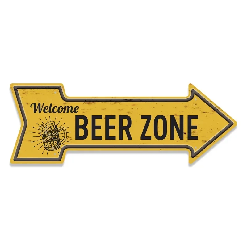 Custom Metal Tin Sign Vintage Arrow Signs Decor Welcome Beer Zone BBQ Bar Barbershop Wall Plate Painting Art Crafts Decoration