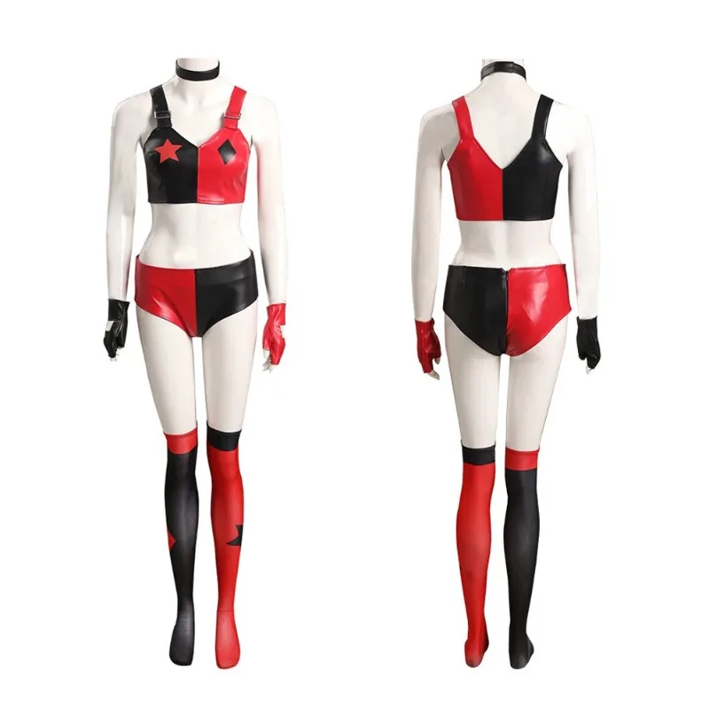 Cosplay rojo y negro para mujer, ropa Zentai Sexy, disfraz de licra, pelucas Rosas y azules, juego de rol Ouutfits, fiesta, gran oferta