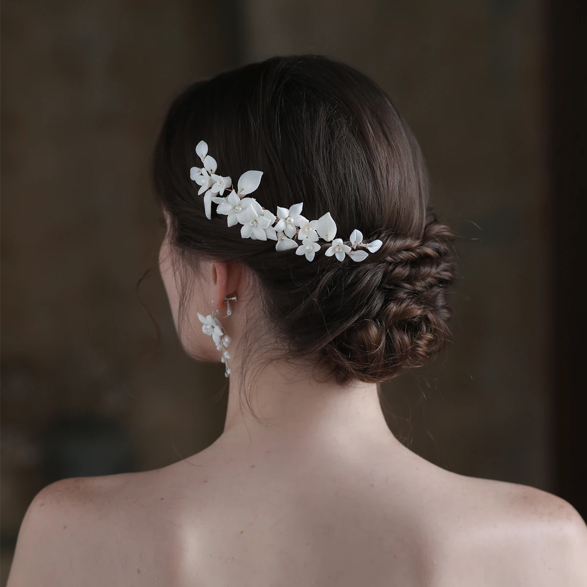 O597 Exquisite Wedding Bridal Hair Comb Handmade Ceramic Pearls Flower Brides Bridesmaid Headpiece Set Women Marriage Hairwear