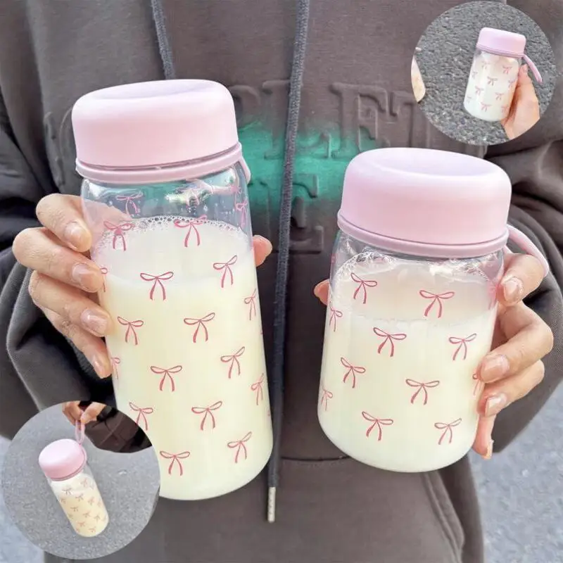 Bowknot Plastic Water Cup Student Portable Cold Drink Cup Coffee Juice Milk Portable Large Capacity Water Cup