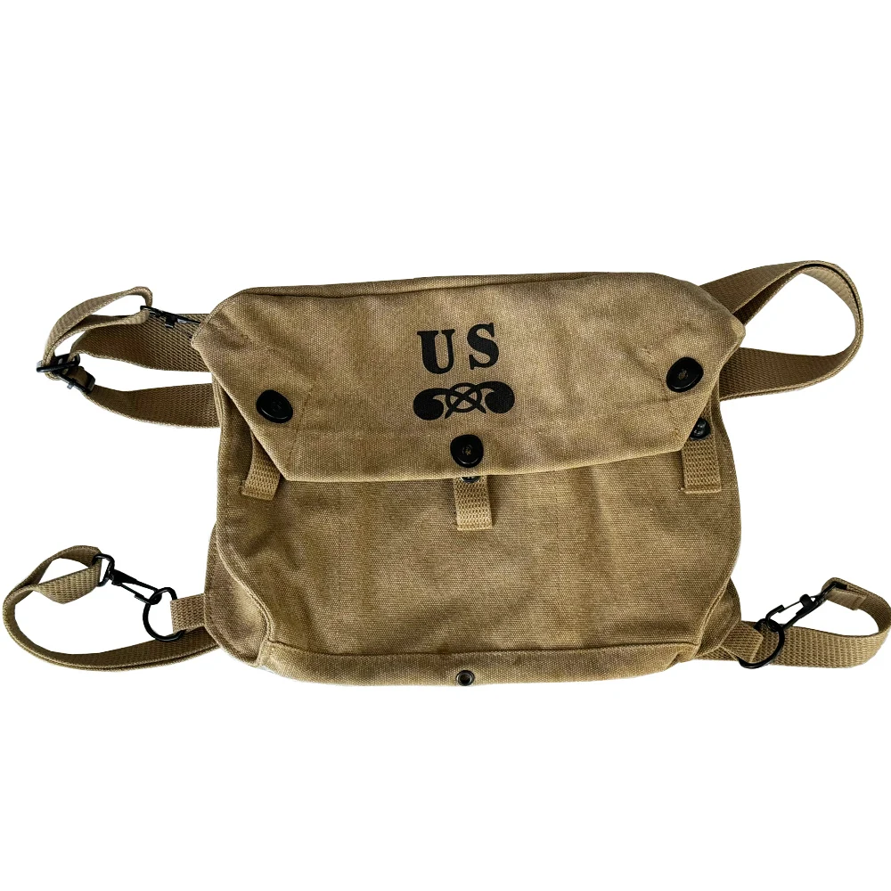 

WWII WW2 Gas Mask Bag Canvas Material Is Not Waterproof Khaki Storage Bag Handbag Retro Soldier Equipment Bag