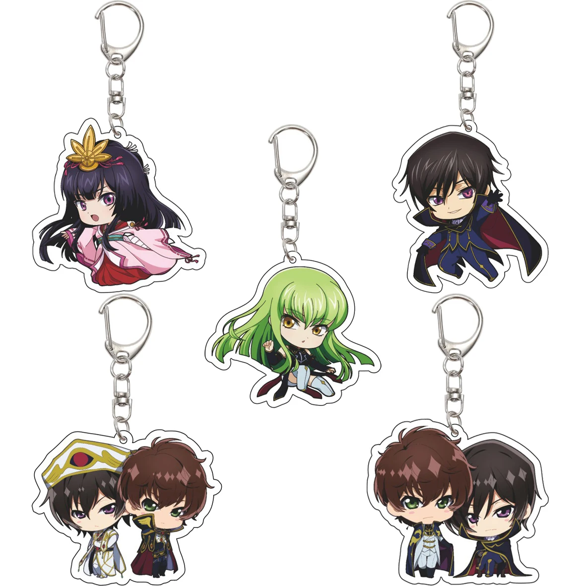55MM Anime Code Geass Figure Lelouch Lamperouge C.C. Suzaku Kururugi Shirley Fenette Kallen Acrylic Keychain Chrismas Cute Gifts