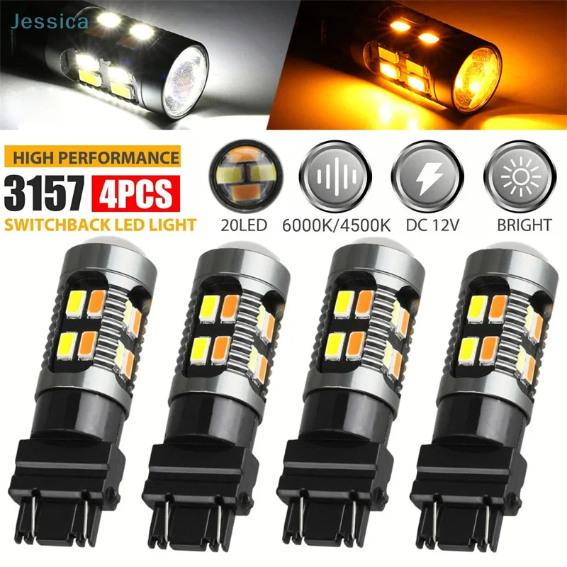 ♥LED Light Dual Color Bulb T25 3157 P27-7W 5630 20SMD Canbus Car Brake Reverse Lamp Turn Signal White Amber