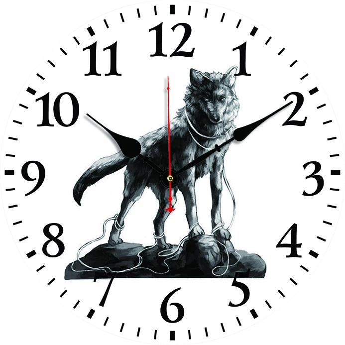 Wolf Wall Clock Kitchen Decor Wall Art Silent Non Ticking Large Round Wall Clocks For Living Room Bedroom Office