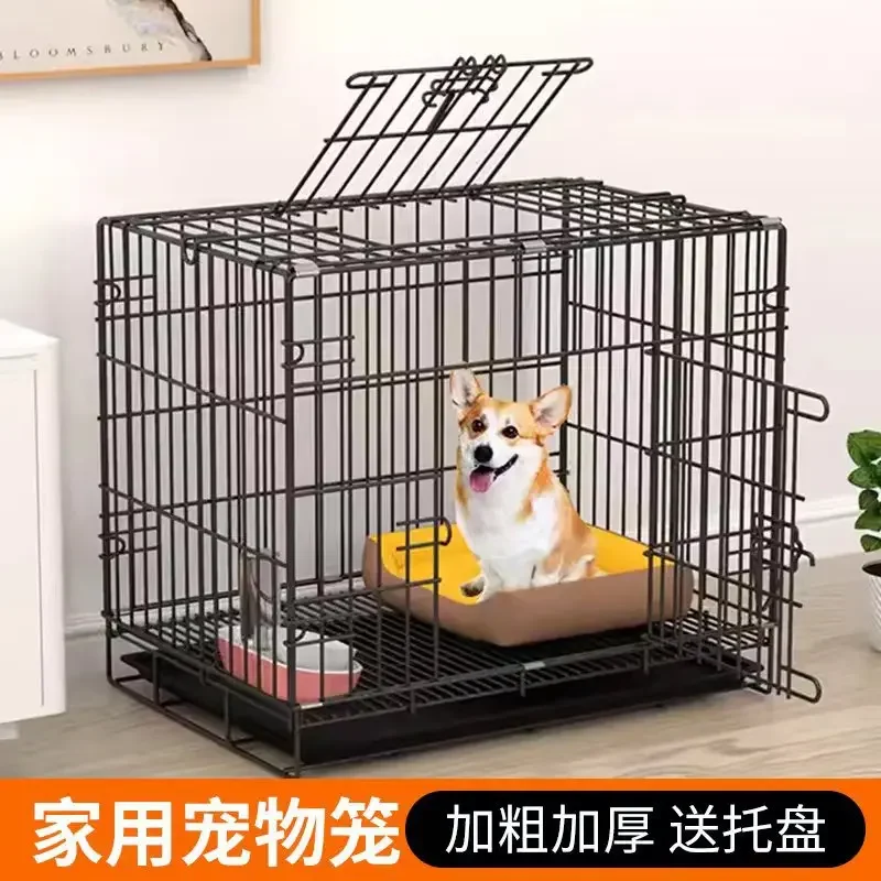 Dog cage folding pet cage cat cages small and medium-sized dog cae indoor household pet cag rabbit cage with toilet