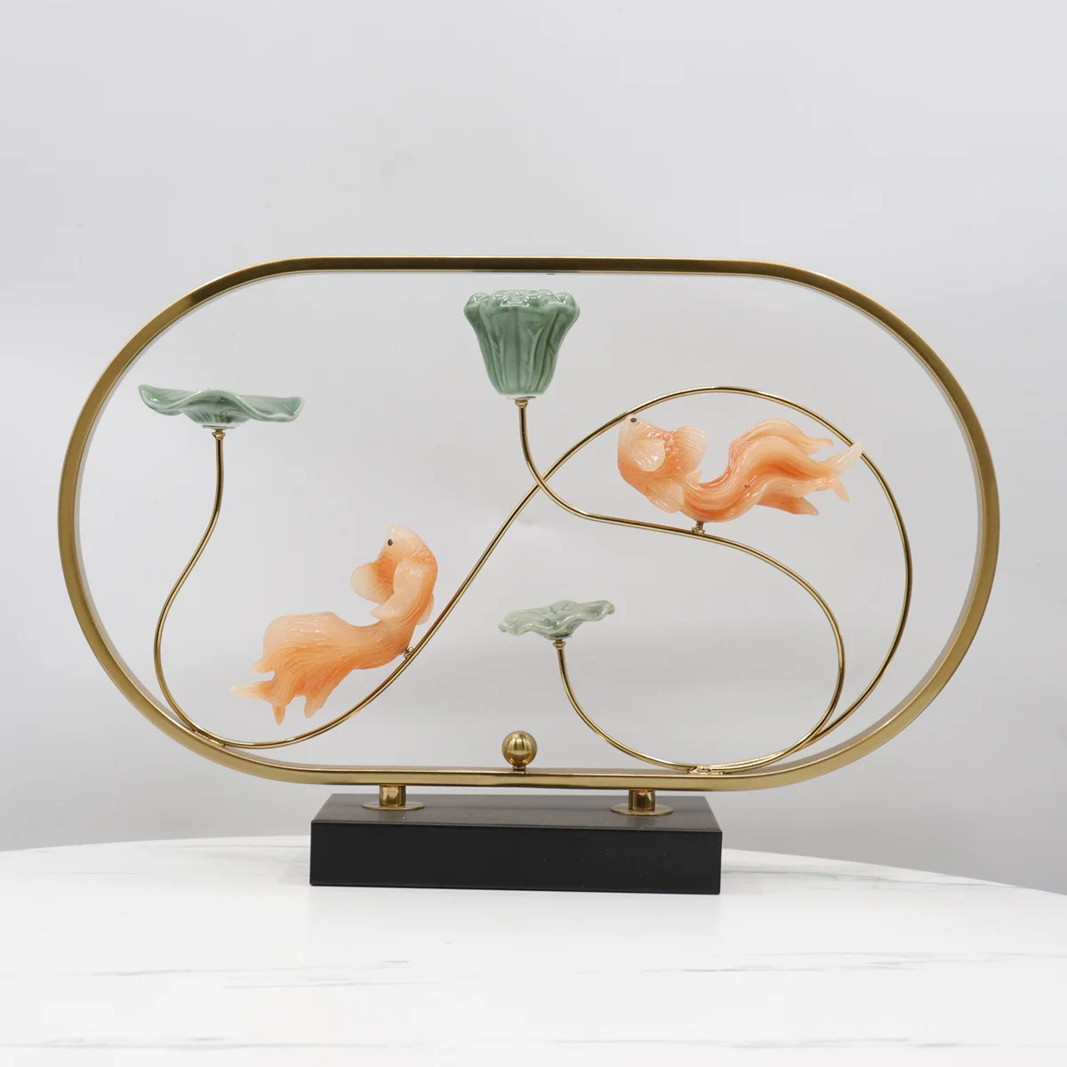 

New Chinese style like a fish in water, goldfish lotus Zen tabletop entrance creative crafts, model room home decorations