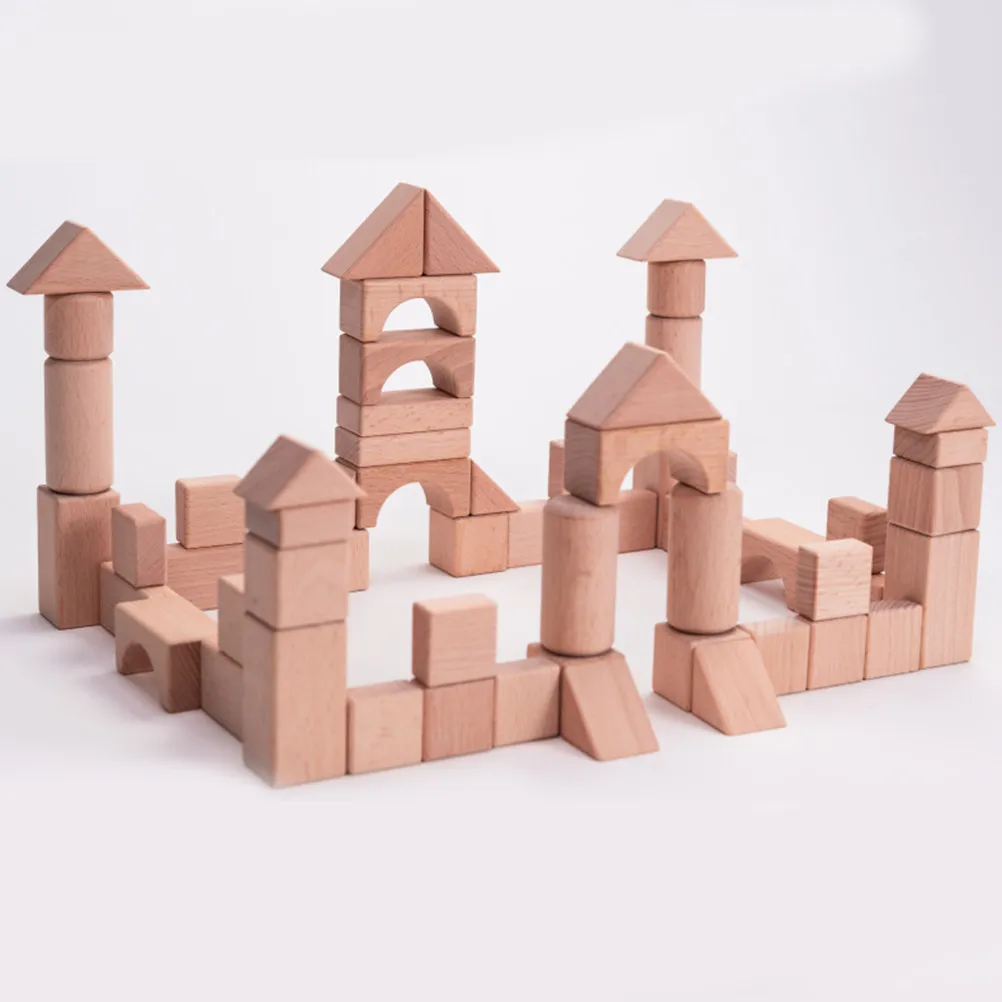 1Set Wood Blocks Beech Geometric Solid Wood 6Cm Cuboid DIY Crafts Decorating Kids Early Education Building Cubes