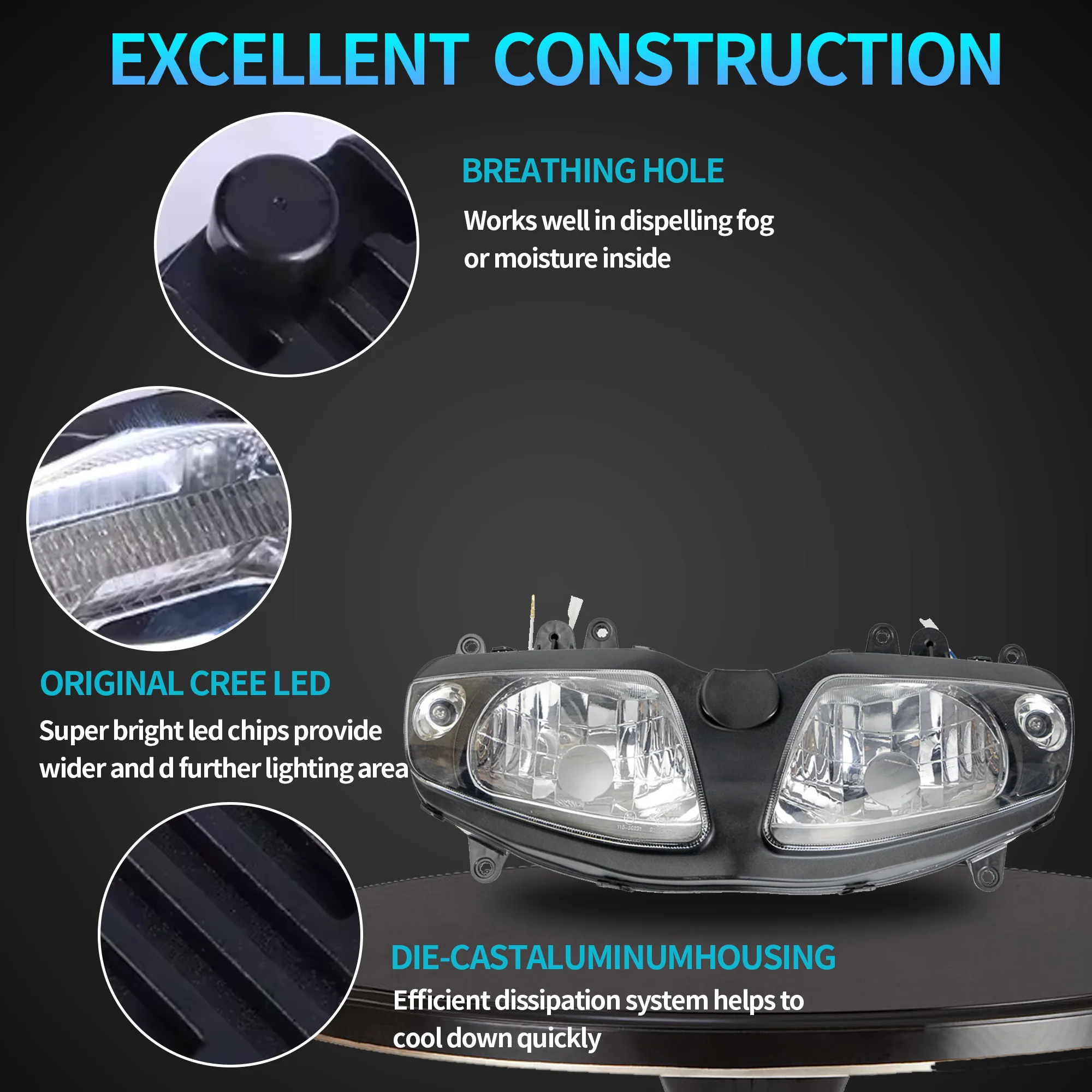 Motorcycle Headlamp Assembly Fit For 2003 - 2012 SUZUKI SV650 SV650S SV1000 SV1000S Headlight SV 650 1000 04 07 08 09 Head Light view 4