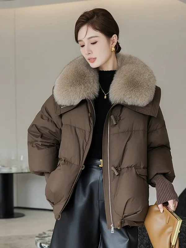 

Detachable Fur Collar down Cotton Jaet Women's ort Sle Warm Plu Winter Outerwear Casual Commute Faion Thiened Zipper