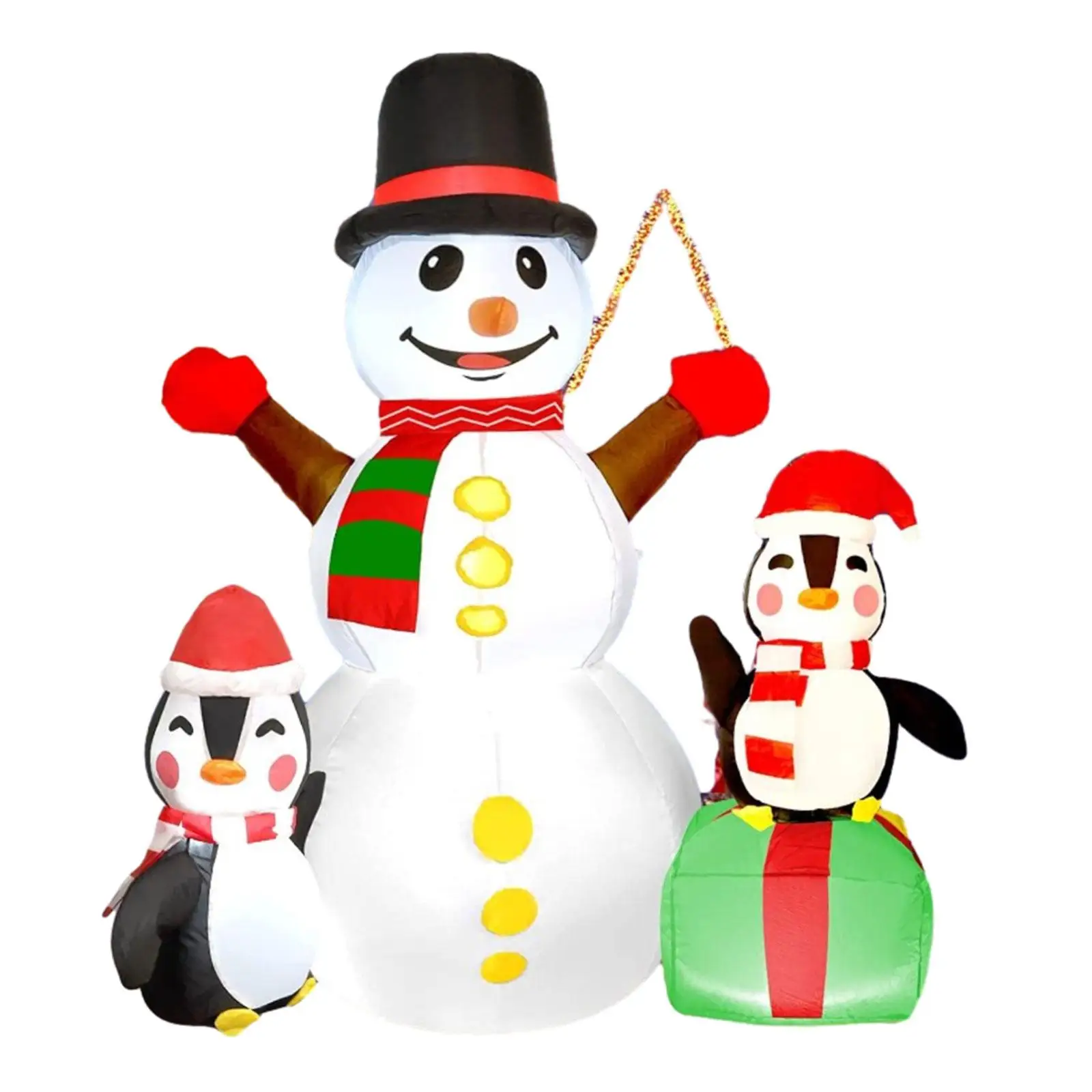 Christmas Inflatable Snowman with Penguins Model 5.9ft Tall Luminous Outdoor