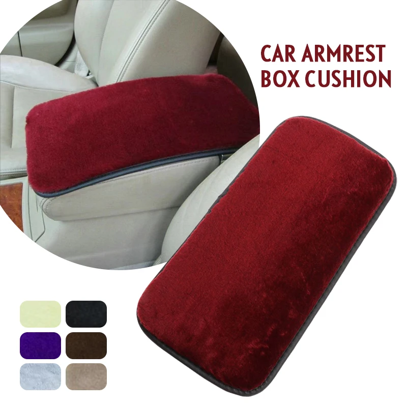 Plush Car Armrest Box Cushion Fashion Winter Thickened Warm Universal Armrest Box Protective Cushion Soft Non-slip Car Interior