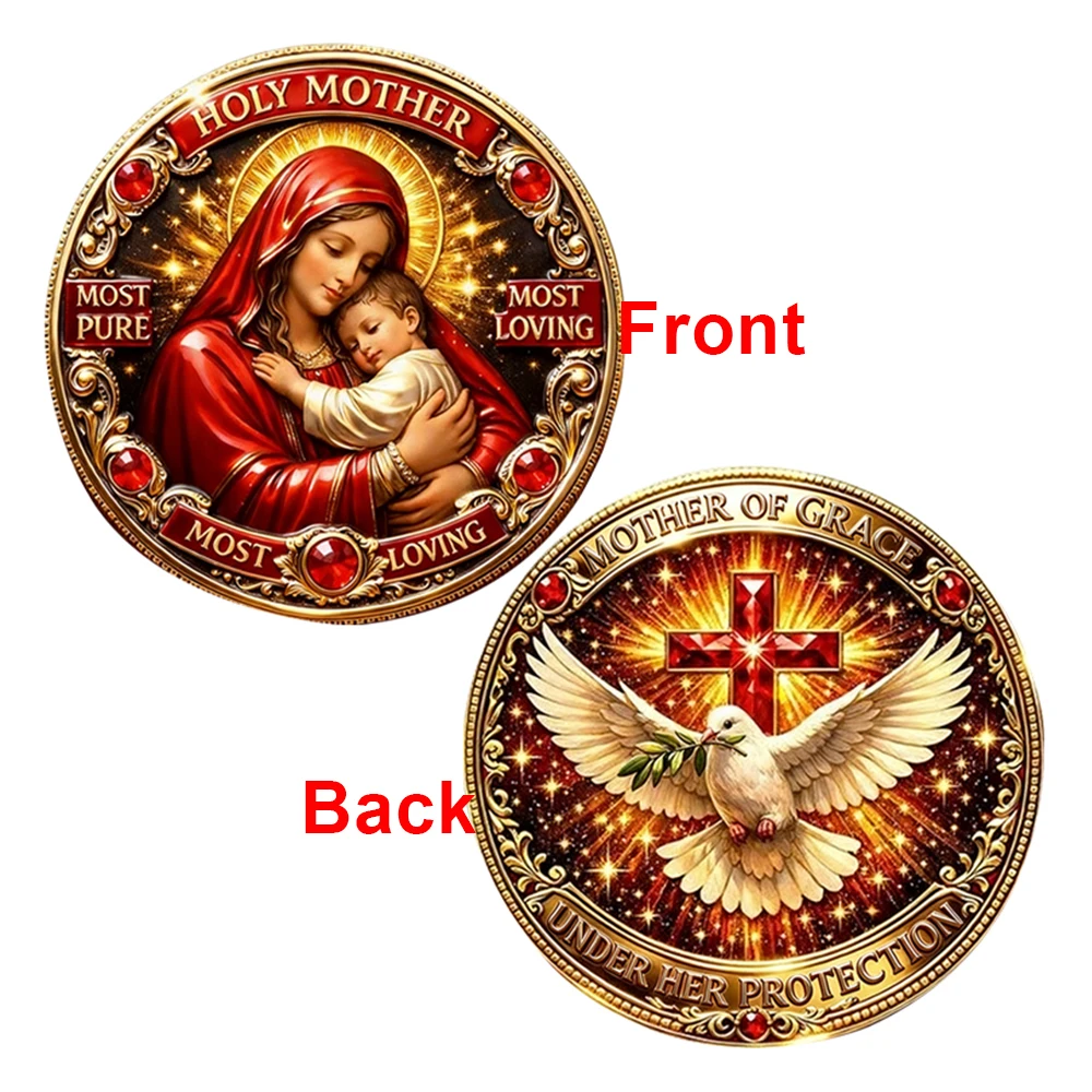 5pcs Holy Mother  Most Loving Commemorative Coins Mother Of Grace Souvenir Prayer and Faith Religious Gifts for Collection