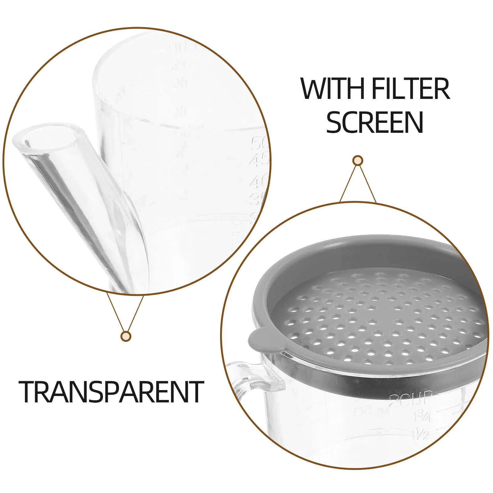 Kitchen Fat Separator with Built-in Filter Clear See-Through Design Accurate Measurement Scale Oil Strainer and Storage
