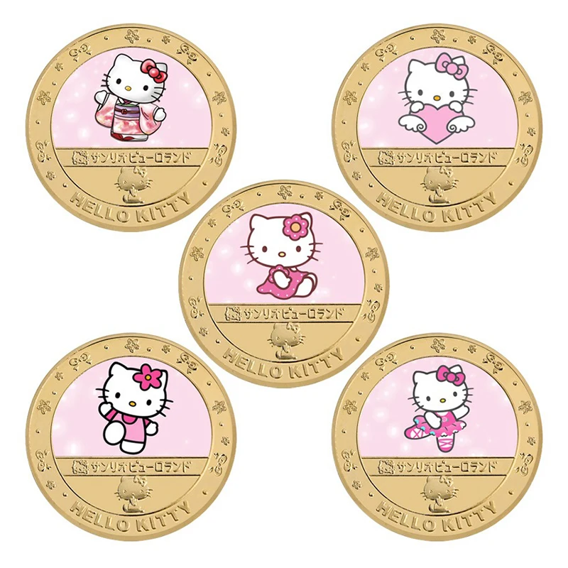 

Sanrio Hellokitty Cartoon Cartoon Peripheral Collection Commemorative Coin Gold-plated Badge Children Like Birthday Gift