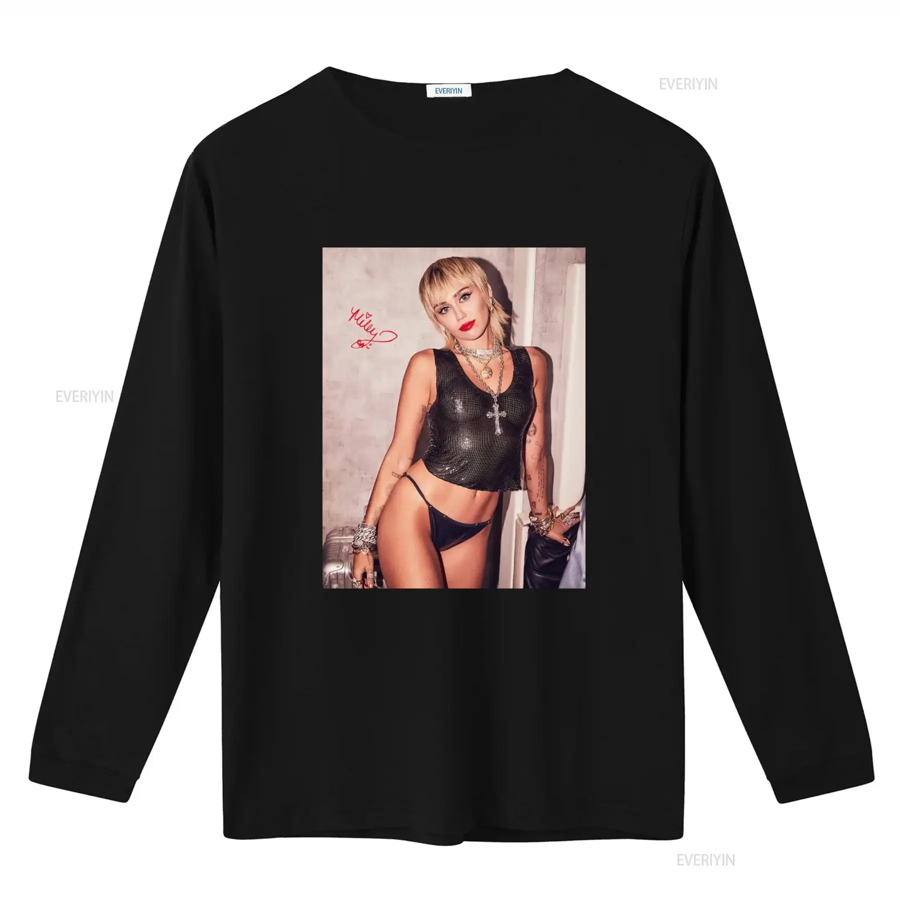 Hot Miley Cyrus Hannah Montana Black T Shirt New Rare All Size THAEB1418 vintage Washed Slightly streetwear graphic Unisex