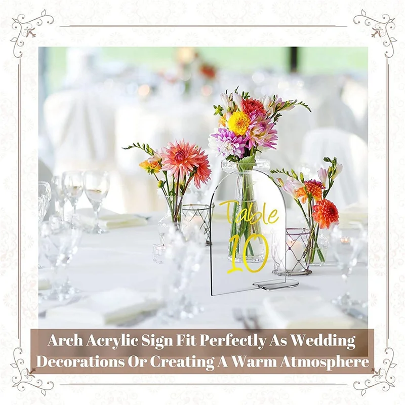 

Upgraded 20Piece Blank Acrylic Numbers Signs With Stand 6X4 Inch Diy Arch Acrylic Stand Signs Wedding Reception Sign