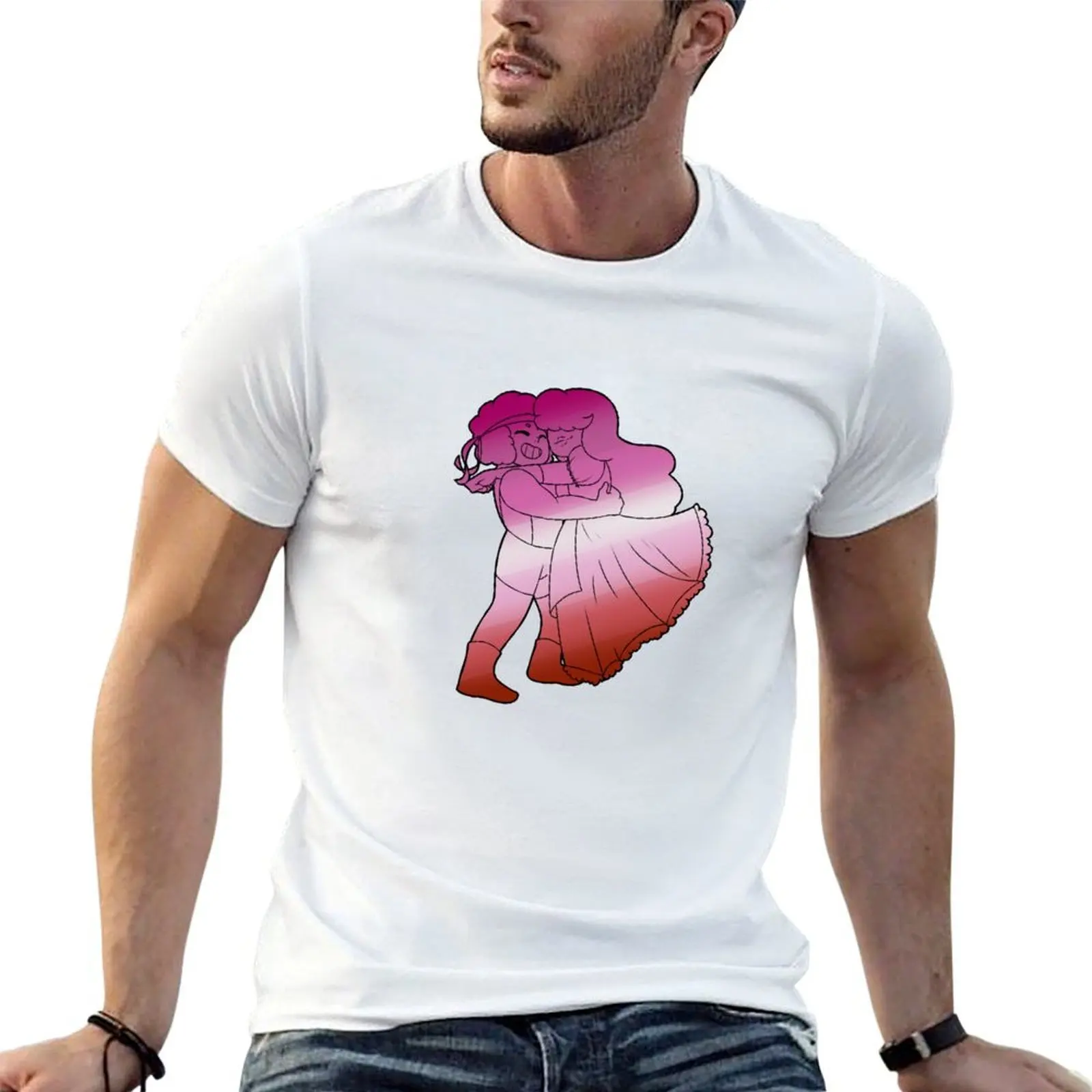 

Ruby and Sapphire - Lesbian Flag T-Shirt t shirt man designer t shirts cotton 100% t shirt men 100% cotton luxury brand T-shirt