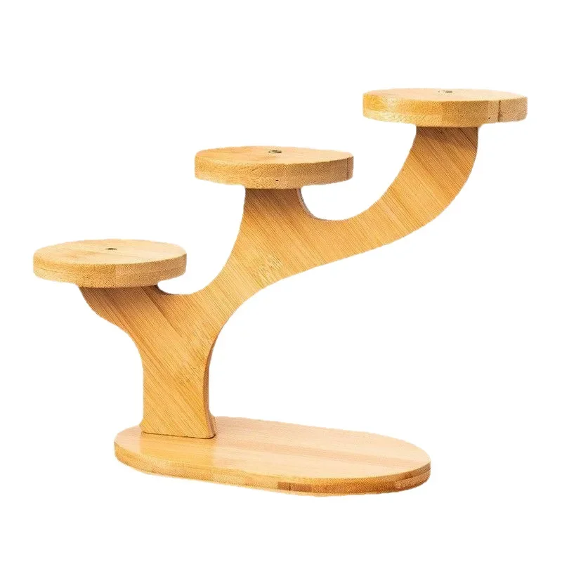 

Creative tree branch desktop flower stand mini office desktop multi-layer flower tray bamboo wood living room balcony