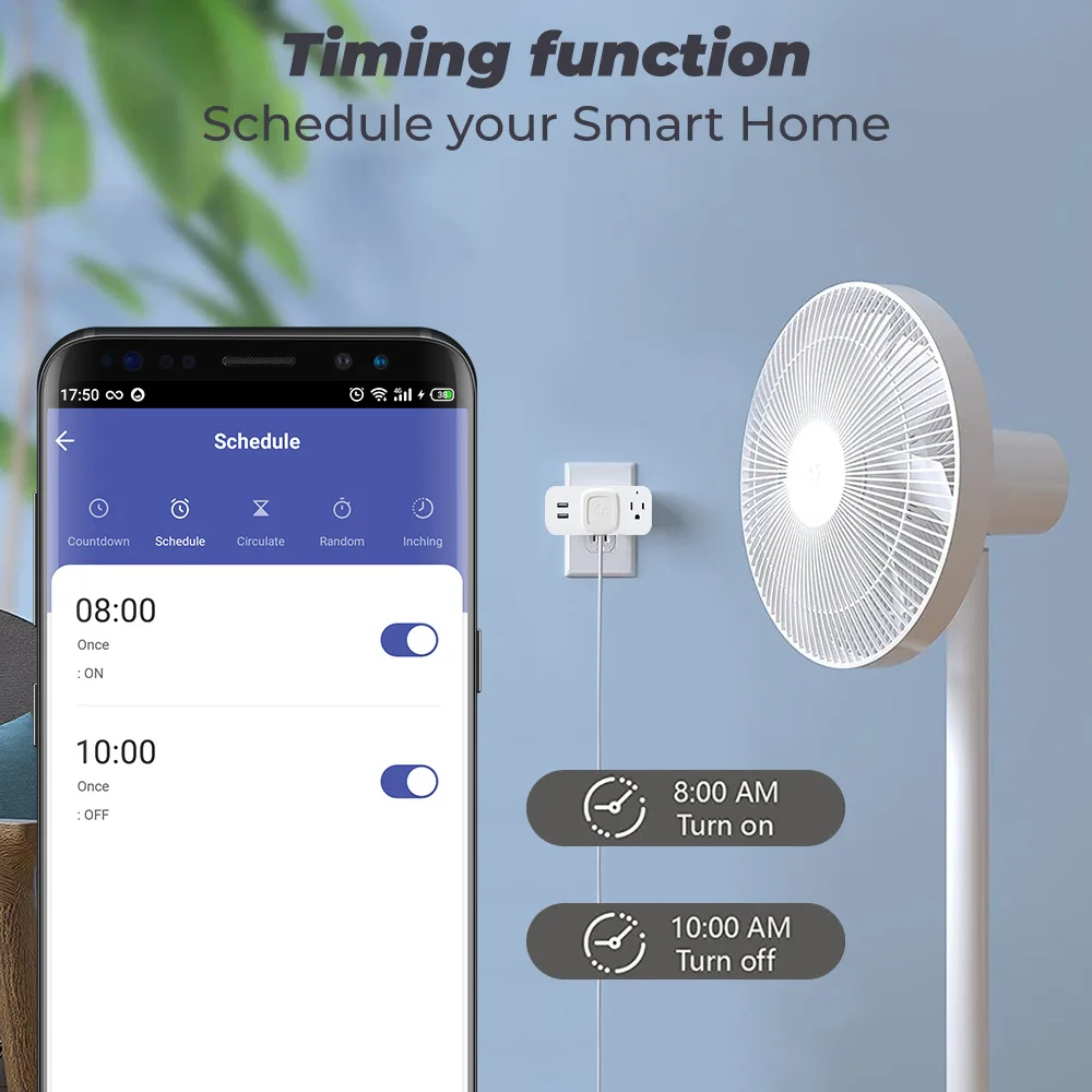 Tuya WiFi Smart Socket Appliances, prise américaine, fonction de synchronisation, 2 ports USB, 16A, fonctionne avec Alexa, Google Home, commande vocale