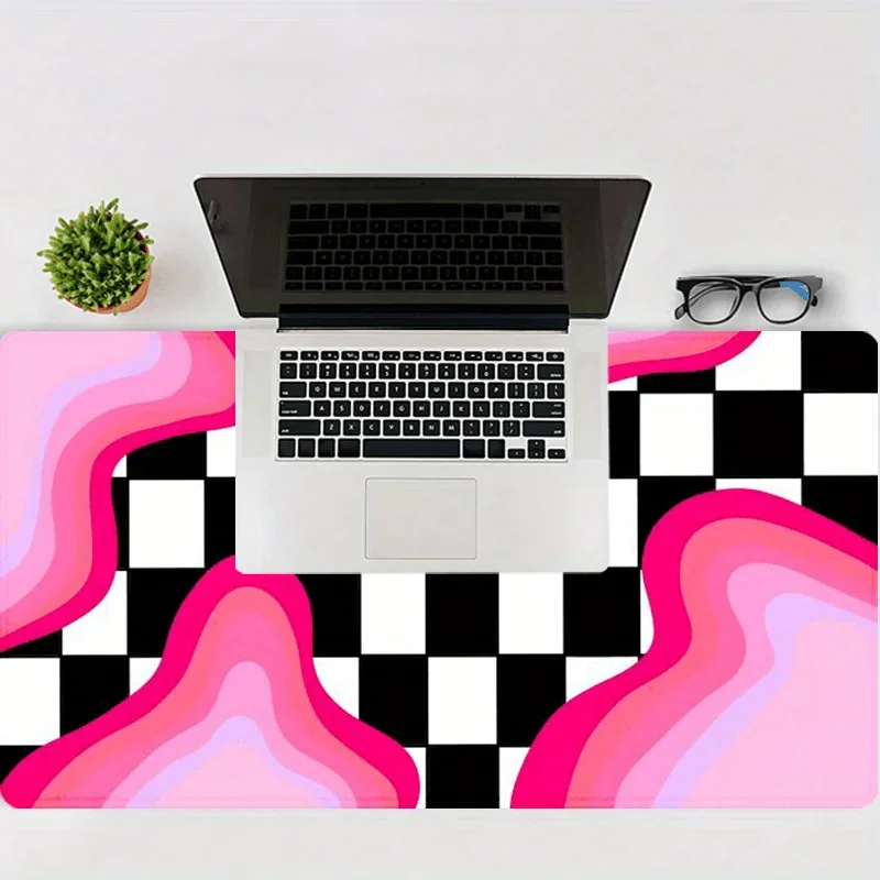 XXL Large Mouse Pad Black White Checkered Print Gaming Desk Mat Non Slip Rubber Base Mouse Pad For Office Gaming Accessories 1PC