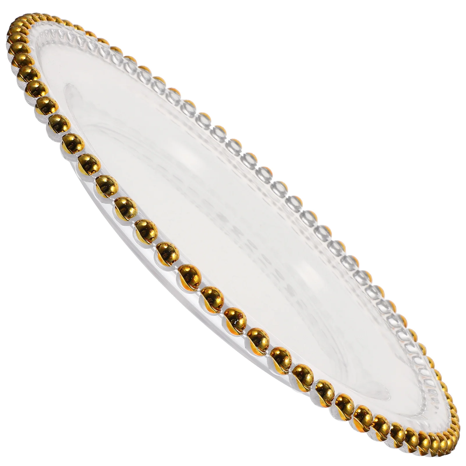 

Electroplated Beaded Glass Tray Clear Color Multi-Function Snack Dish Candy Plate Jewelry Display Serving Tray Food Organizer