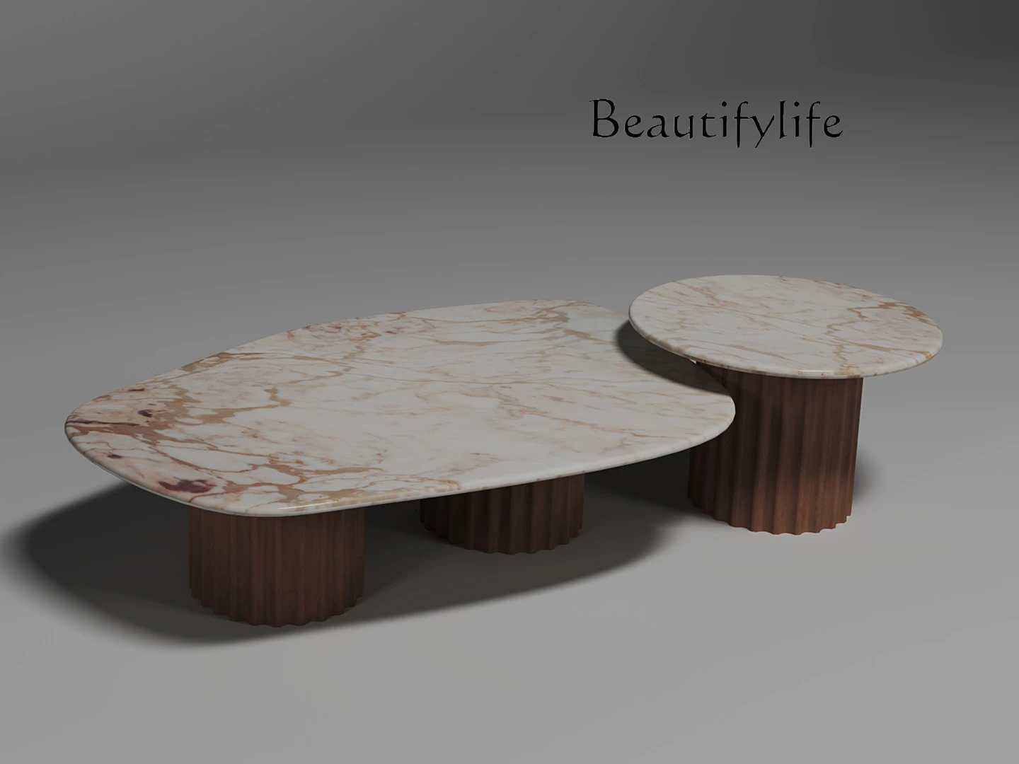 Retro French Designer Original Living Room Special-Shaped Tea Table Combination Pure Natural Marble Tea Table