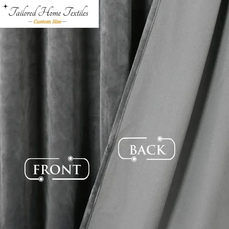 ستائر سميكة بحجم مخصص لغرفة المعيشة وغرفة الطعام وغرفة النوم ستائر تعتيم كاملة من الفلانيل بلون سادة نافذة تول بيضاء #3