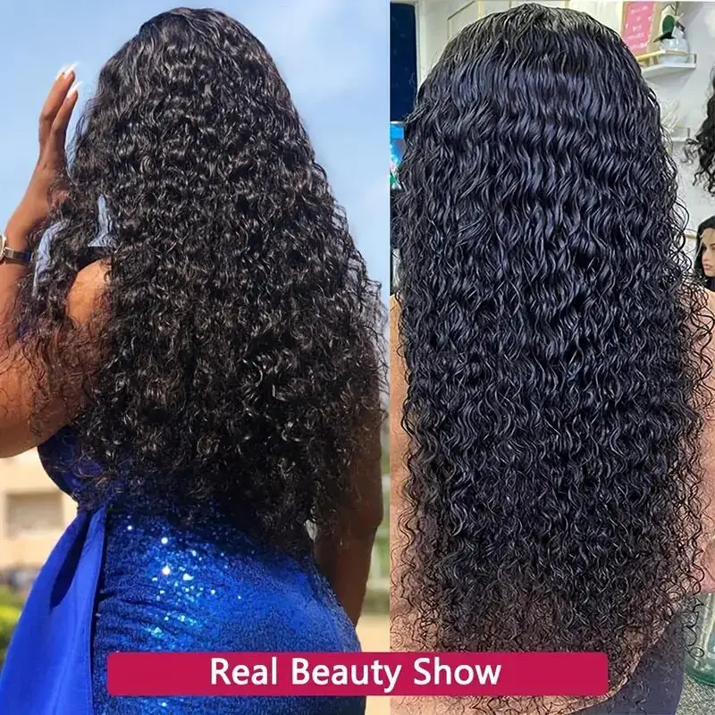 Deep Wave 13x4 Transparent HD Lace Frontal Wig Glueless Wig Human Hair 180% Density 13x4 Lace Wig Deep Curly HD Lace Front Wig