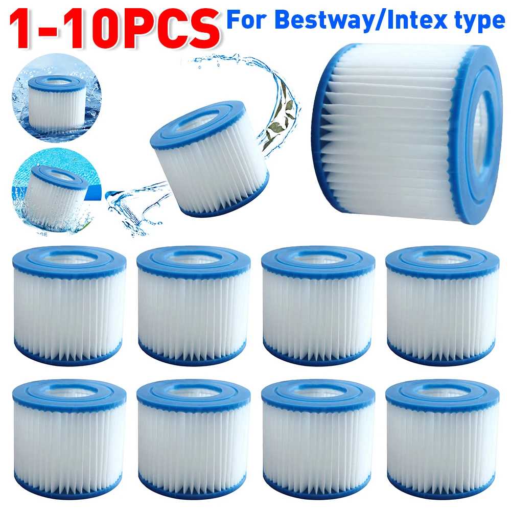 10-1PC Type VI Hot Tub Filter Soft Rubber Ends SPA Filter Replacement Reusable Swimming Pool Filter for Bestway/for Intex Filter