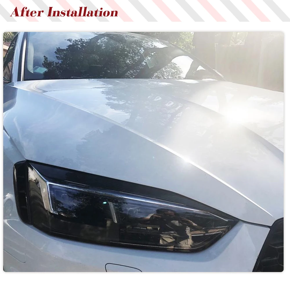 Dry Carbon Fiber Car Front Headlight Eyebrows For Audi A5 S5 RS5 2017 2018 B9 Prepreg Carbon Sticker Decoration Trim