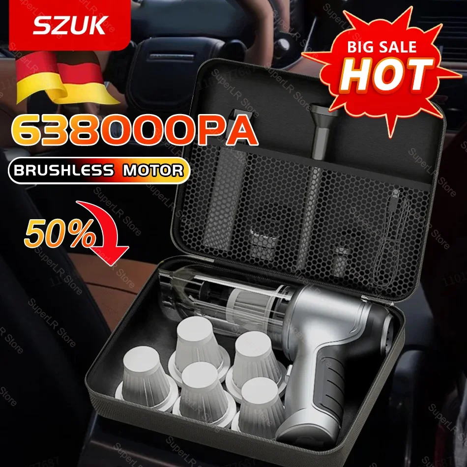 SZUK Mini Car Vacuum CIeaner 638000PA Wireless Handheld Powerful Portable Blower Home Cleaning Machine Vacuum Cleaner for Car