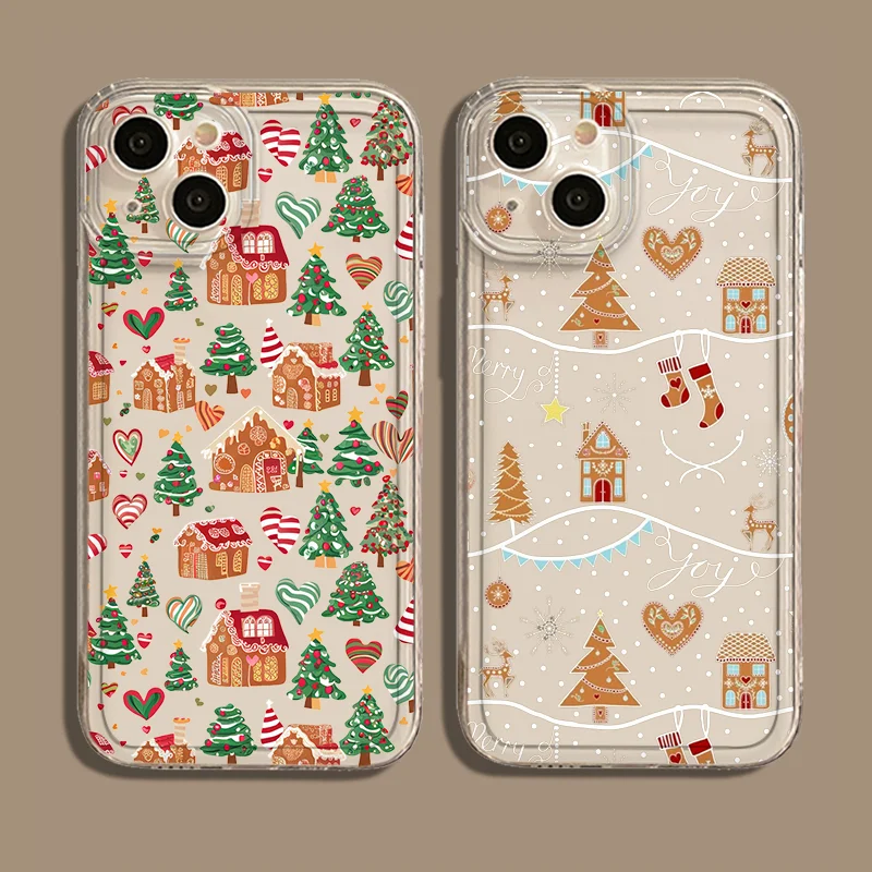 

Christmas Cartoon New Year Gift Phone Case For iPhone 17 16 15 11 12 14 13 Pro Max Mini X XS XR 7 Plus SE4 16E Shockproof Cover