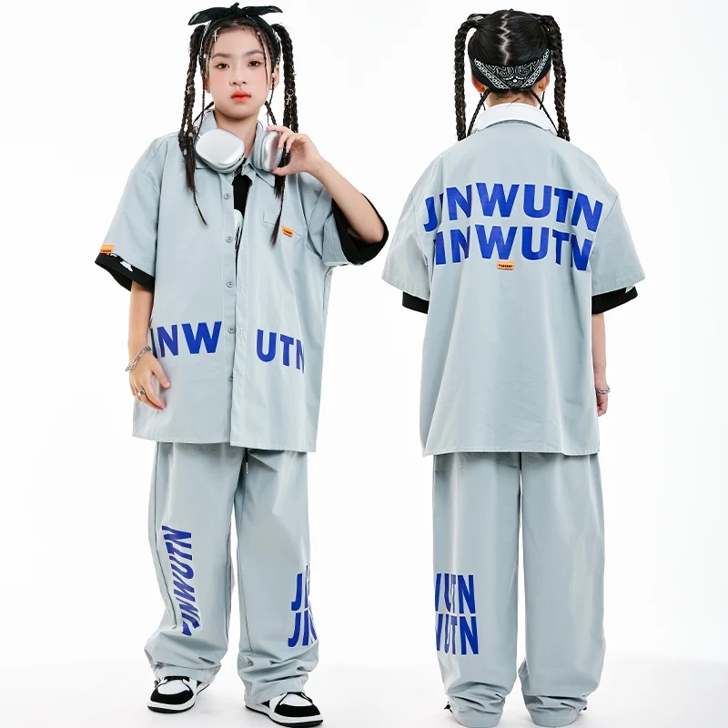 

2023 New Hip Hop Dance Costumes For Kids Loose Hiphop Kpop Outfits Girls Boys Group Jazz Performance Stage Clothes Wear DN20400