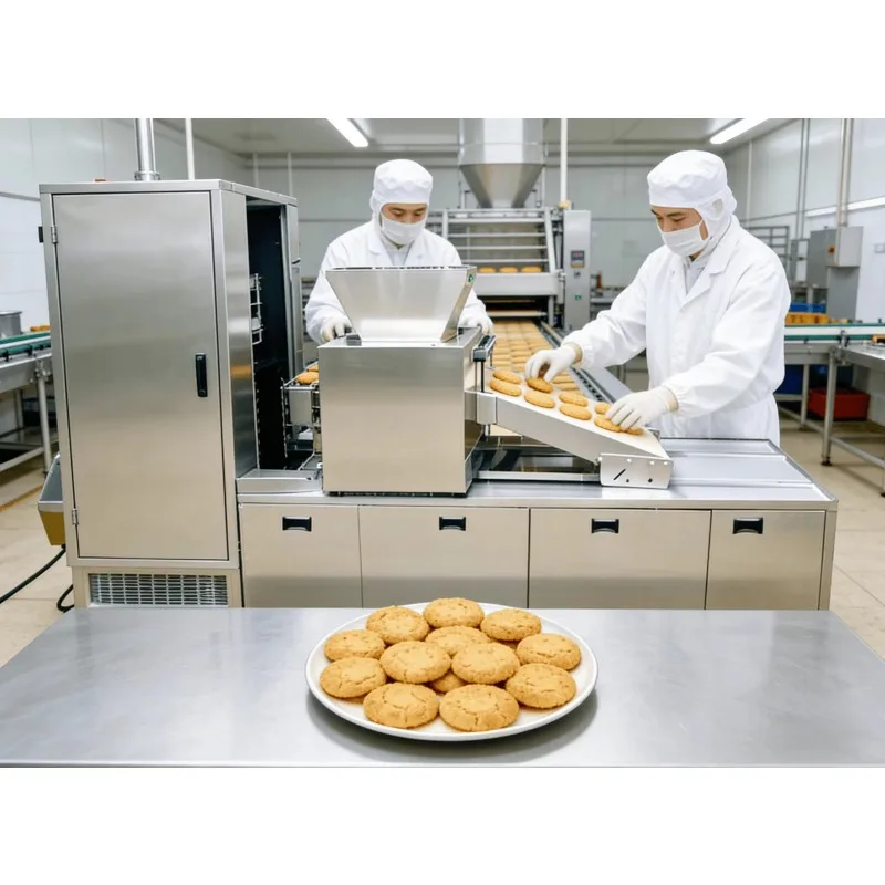 Multifunctional Automatic Biscuit Making Machine High Productivity Milk Nuts Fruit Corn Flour Water PLC Controlled